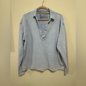 NWOT Frank & Eileen Light Wash Denim Popover Shirt